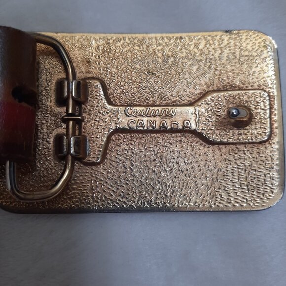 Vintage 70s 80s Tooled Leather Belt BO Jeans Big Buckle Brown Mens M Womens L - Picture 4 of 14